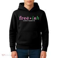 Free Ish Juneteenth Pink And Green Celebrating Juneteenth Free Ish Juneteenth Kids Hoodie thumb 4