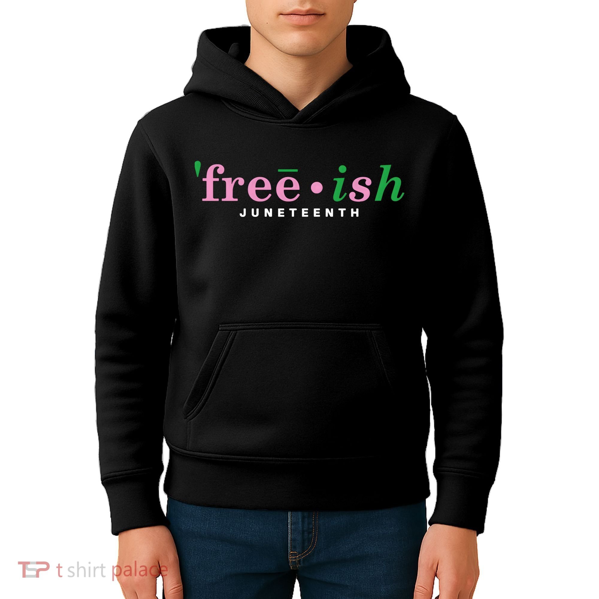 Free Ish Juneteenth Pink And Green Celebrating Juneteenth Free Ish Juneteenth Kids Hoodie
