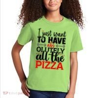 Funny I Just Want To Have AbsOlutely All The Pizza Kids T-Shirt thumb 2