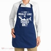 Funny I Just Really Like Sharks Gift Shark Lover Apron thumb 2