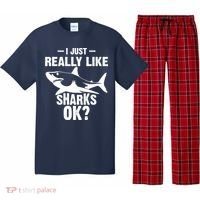 Funny I Just Really Like Sharks Gift Shark Lover Pajama Set thumb 0
