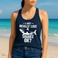 Funny I Just Really Like Sharks Gift Shark Lover Women's Tank Top thumb 2