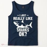 Funny I Just Really Like Sharks Gift Shark Lover Tank Top thumb 2