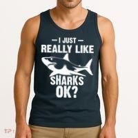 Funny I Just Really Like Sharks Gift Shark Lover Tank Top thumb 3