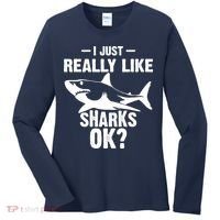 Funny I Just Really Like Sharks Gift Shark Lover Women's Long Sleeve Shirt thumb 0