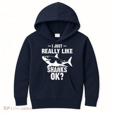 Funny I Just Really Like Sharks Gift Shark Lover Kids Hoodie