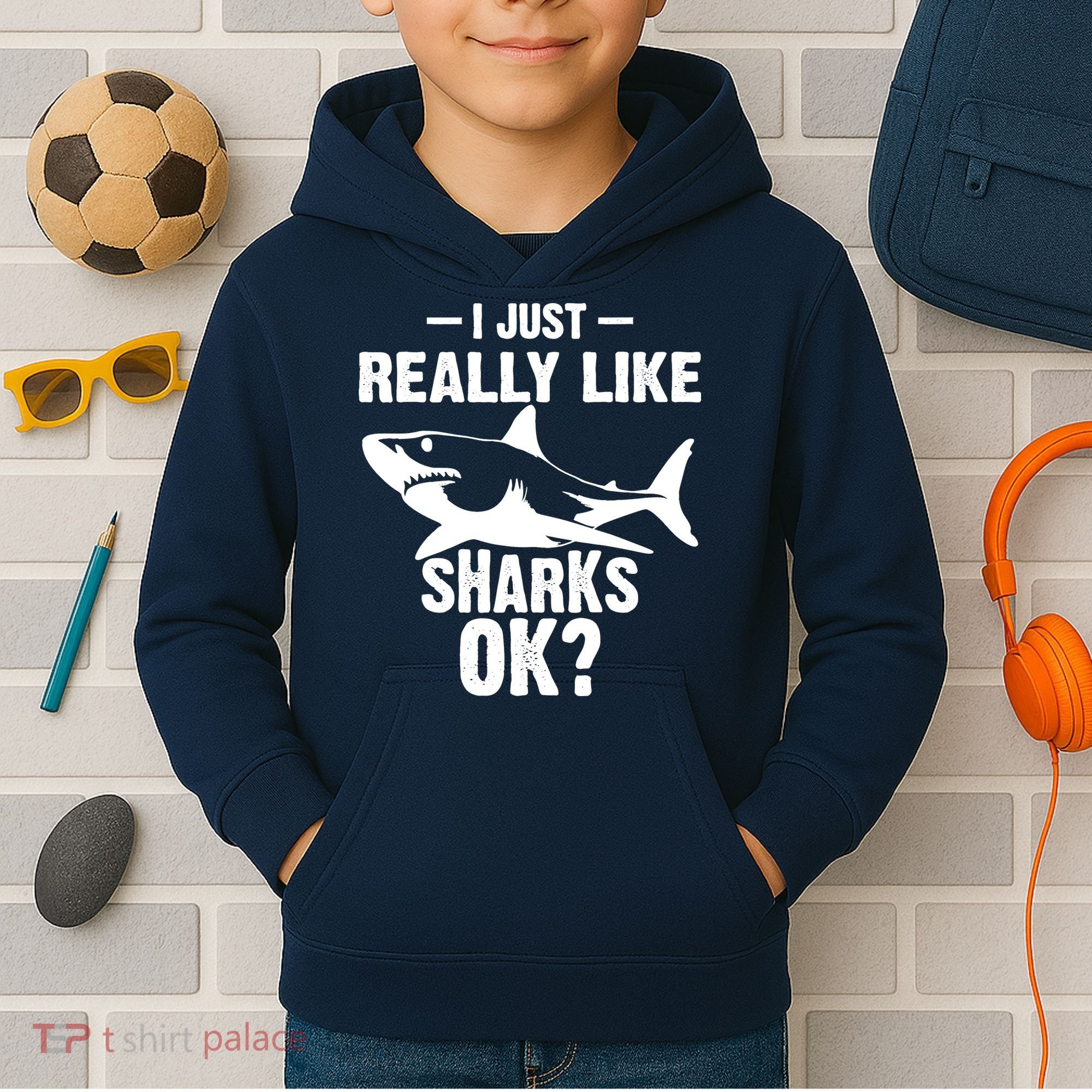 Funny I Just Really Like Sharks Gift Shark Lover Kids Hoodie