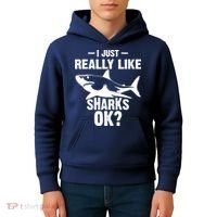 Funny I Just Really Like Sharks Gift Shark Lover Kids Hoodie thumb 4
