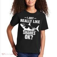 Funny I Just Really Like Sharks Gift Shark Lover Kids T-Shirt thumb 2