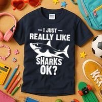 Funny I Just Really Like Sharks Gift Shark Lover Kids T-Shirt thumb 3