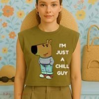 Funny IM Just A Chill Guy Meme Garment-Dyed Women's Muscle Tee thumb 4