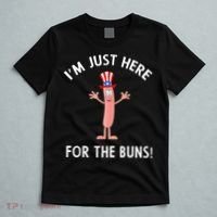 Funny I'm Just Here For The Buns Patriotic Hot Dog T-Shirt thumb 5