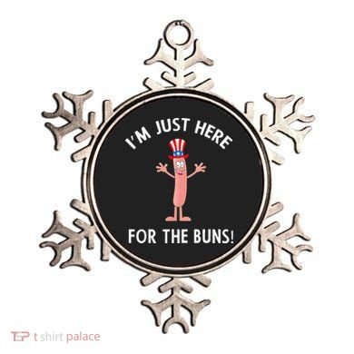 Funny I'm Just Here For The Buns Patriotic Hot Dog Ornament