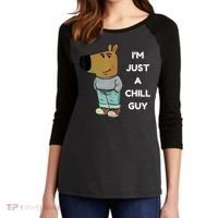 Funny IM Just A Chill Guy Meme Women's Tri-Blend 3/4-Sleeve Raglan Shirt thumb 2