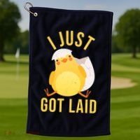 Funny I Just Got Laid Chick Golf Towel thumb 1