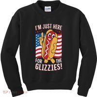 Funny IM Just Here For The Glizzies Kids Sweatshirt thumb 0