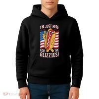 Funny IM Just Here For The Glizzies Kids Hoodie thumb 4