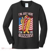 Funny IM Just Here For The Glizzies Kids Long Sleeve Shirt thumb 0