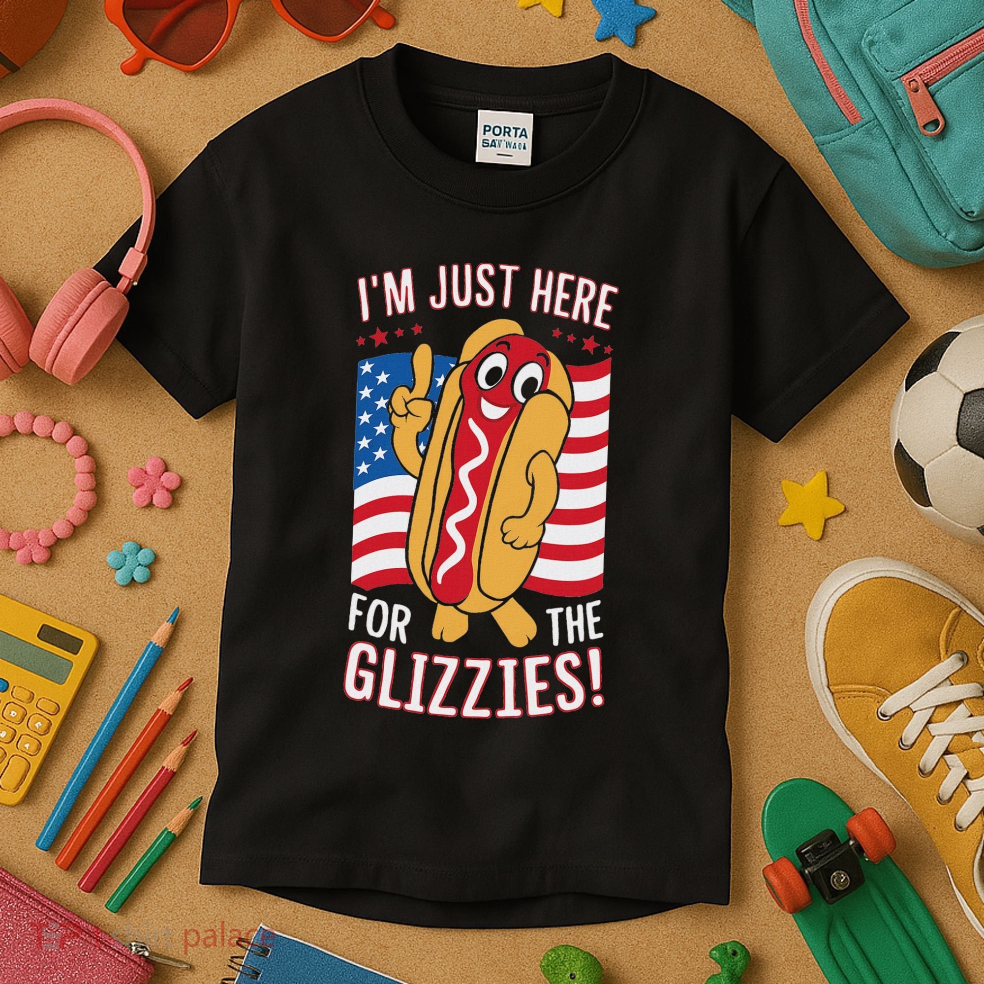Funny IM Just Here For The Glizzies Kids T-Shirt