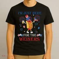 Funny Im Just Here For The Wieners 4Th Of July T-Shirt thumb 3