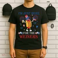 Funny Im Just Here For The Wieners 4Th Of July T-Shirt thumb 6