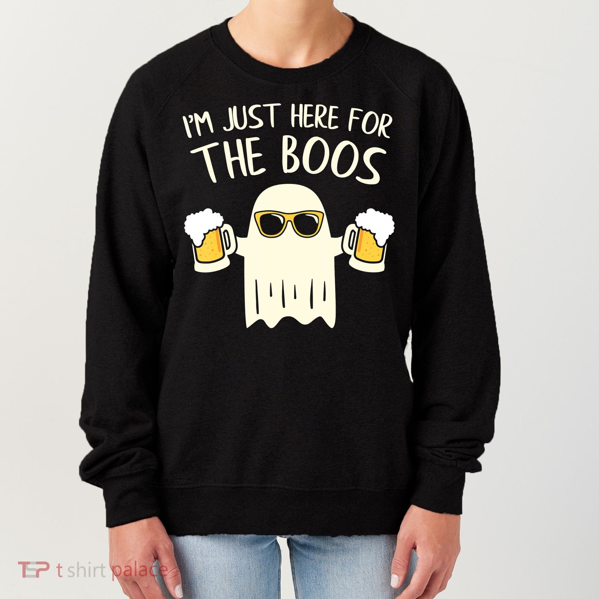 Funny Im Just Here For The Boos Shirt Gift Halloween Ghost Women's Sweatshirt