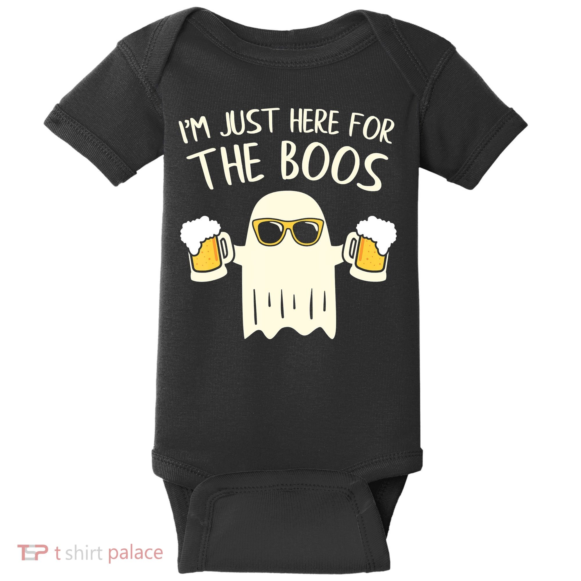 Funny Im Just Here For The Boos Shirt Gift Halloween Ghost Baby Bodysuit
