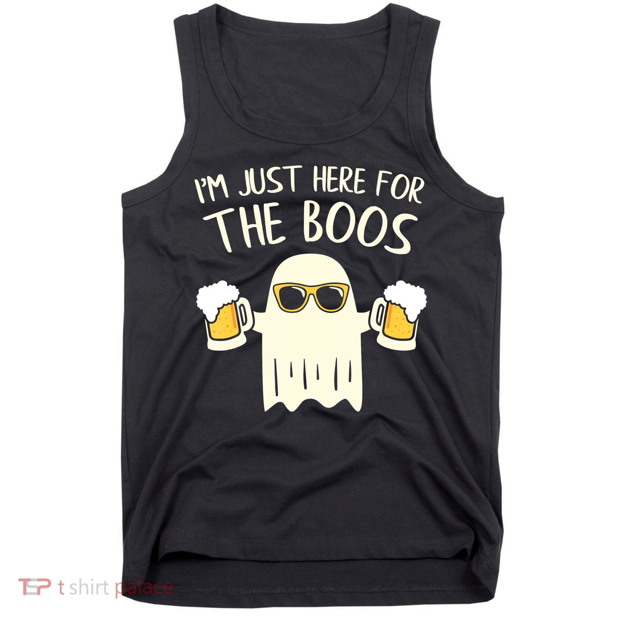 Funny Im Just Here For The Boos Shirt Gift Halloween Ghost Tank Top