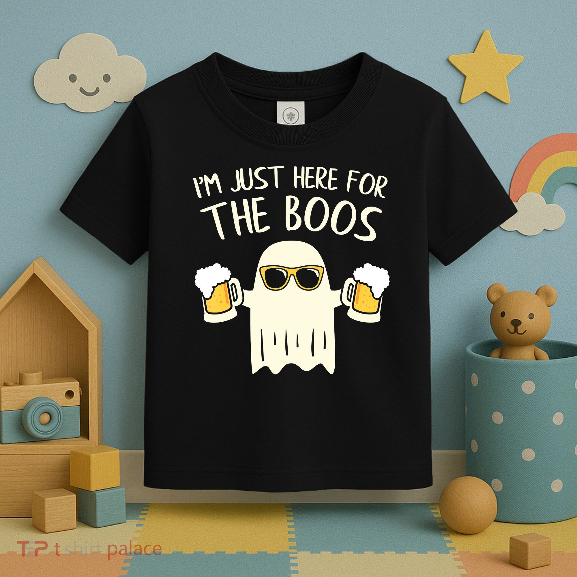 Funny Im Just Here For The Boos Shirt Gift Halloween Ghost Toddler T-Shirt
