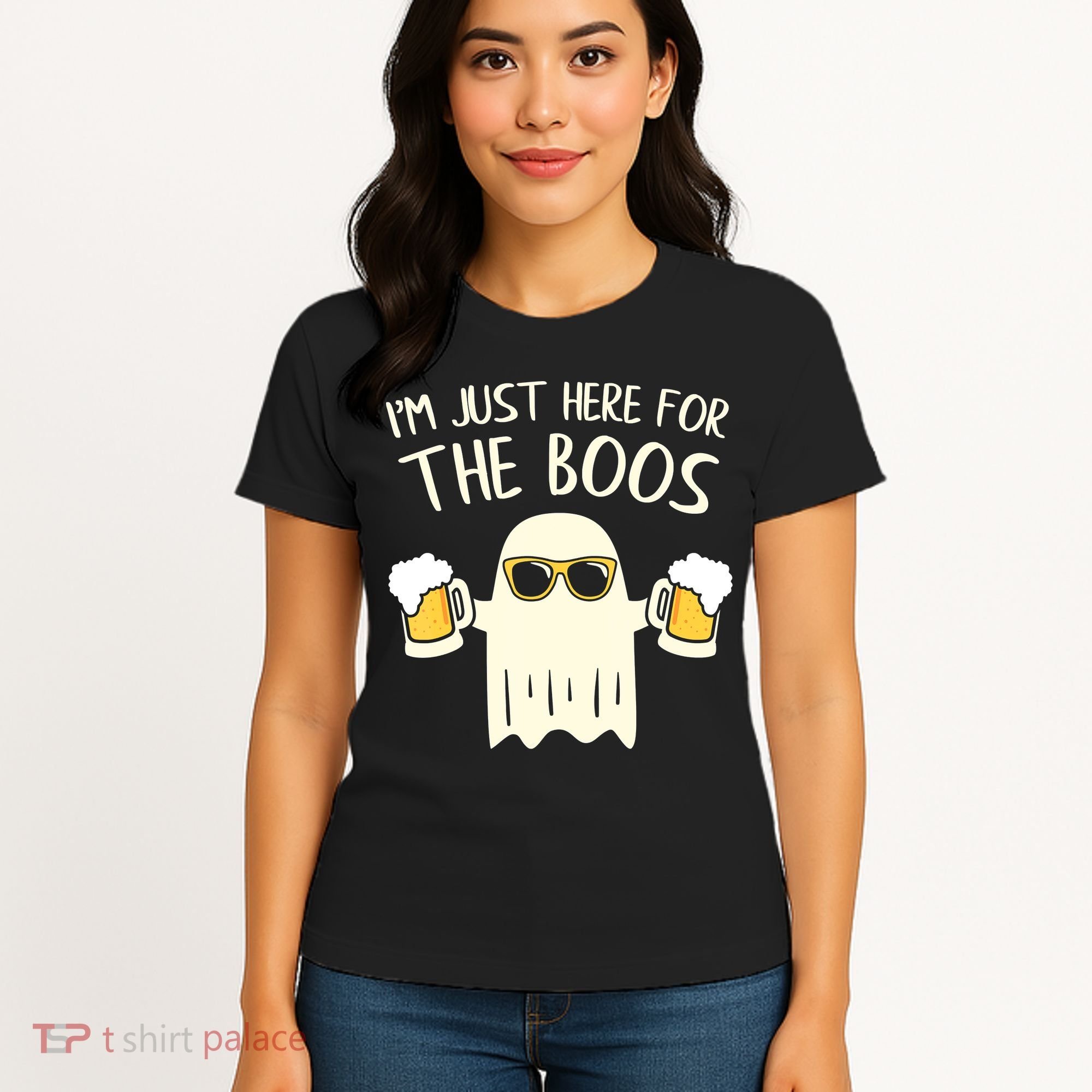 Funny Im Just Here For The Boos Shirt Gift Halloween Ghost Women's T-Shirt