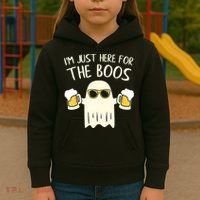Funny Im Just Here For The Boos Shirt Gift Halloween Ghost Kids Hoodie thumb 3