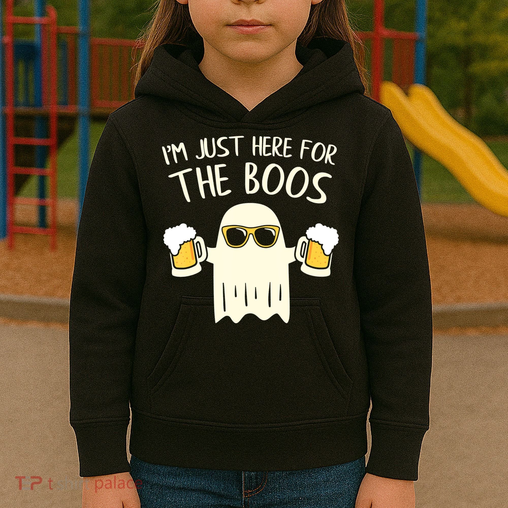 Funny Im Just Here For The Boos Shirt Gift Halloween Ghost Kids Hoodie