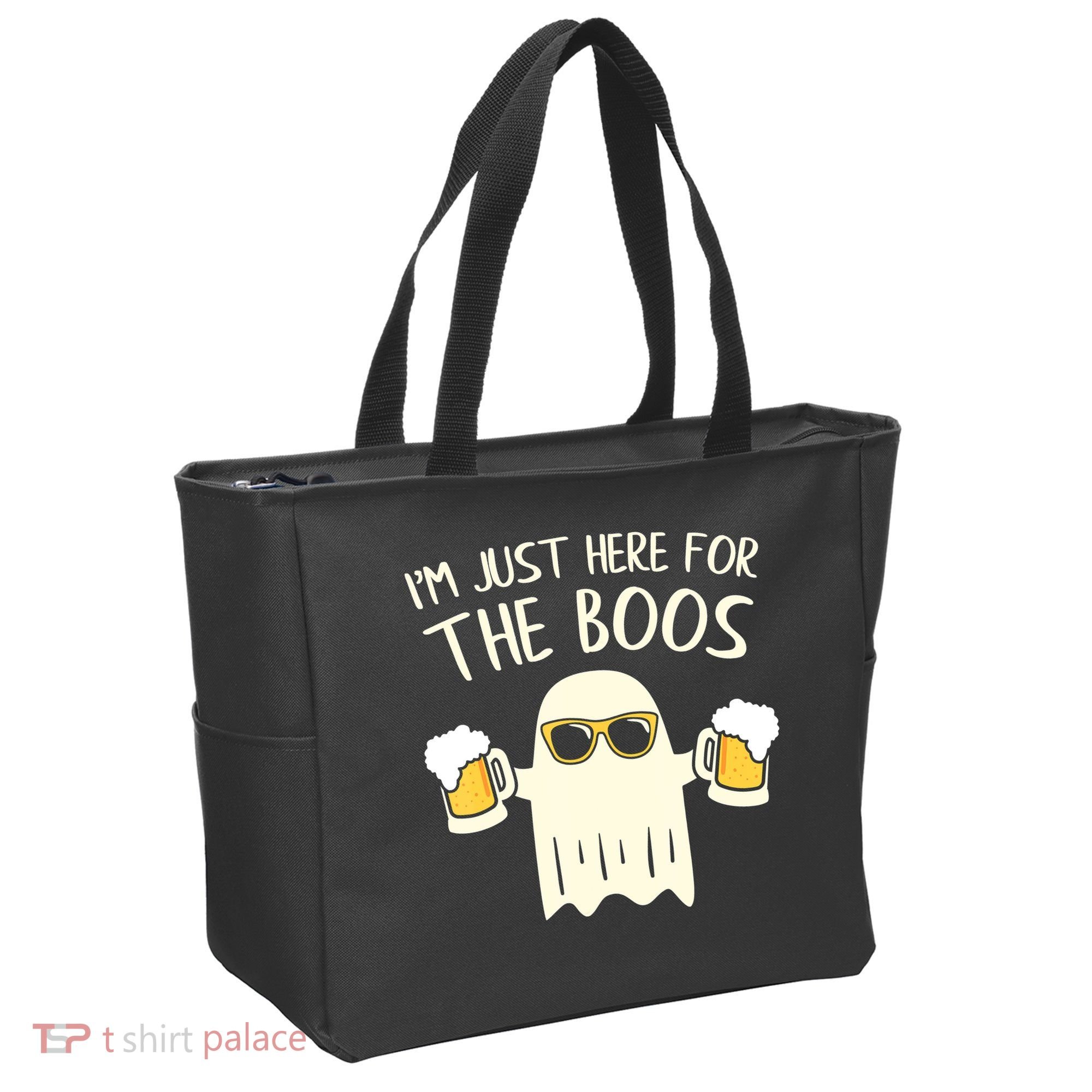 Funny Im Just Here For The Boos Shirt Gift Halloween Ghost Tote Bag