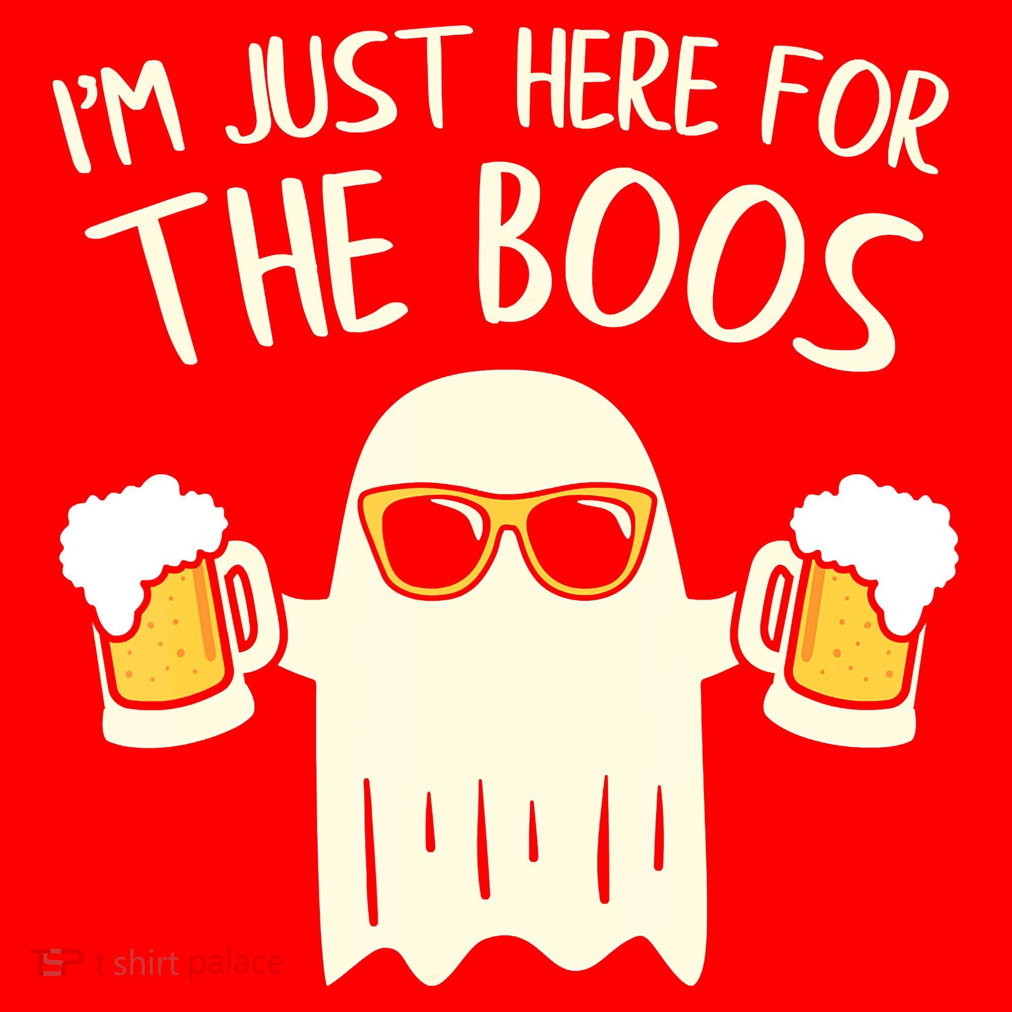 Funny Im Just Here For The Boos Shirt Gift Halloween Ghost Santa Hat
