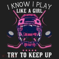 Funny I Know I Play Like A Girl Try To Keep Up Ice Hockey Beanie thumb 2