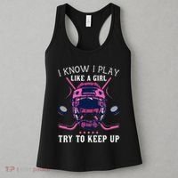 Funny I Know I Play Like A Girl Try To Keep Up Ice Hockey Women's Tank Top thumb 3