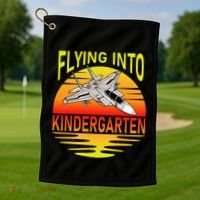 Flying Into Kindergarten Airplane Teacher Back To School Golf Towel thumb 1
