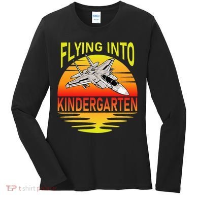 Flying Into Kindergarten Airplane Teacher Back To School Women's Long Sleeve Shirt