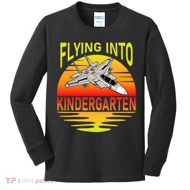 Flying Into Kindergarten Airplane Teacher Back To School Kids Long Sleeve Shirt