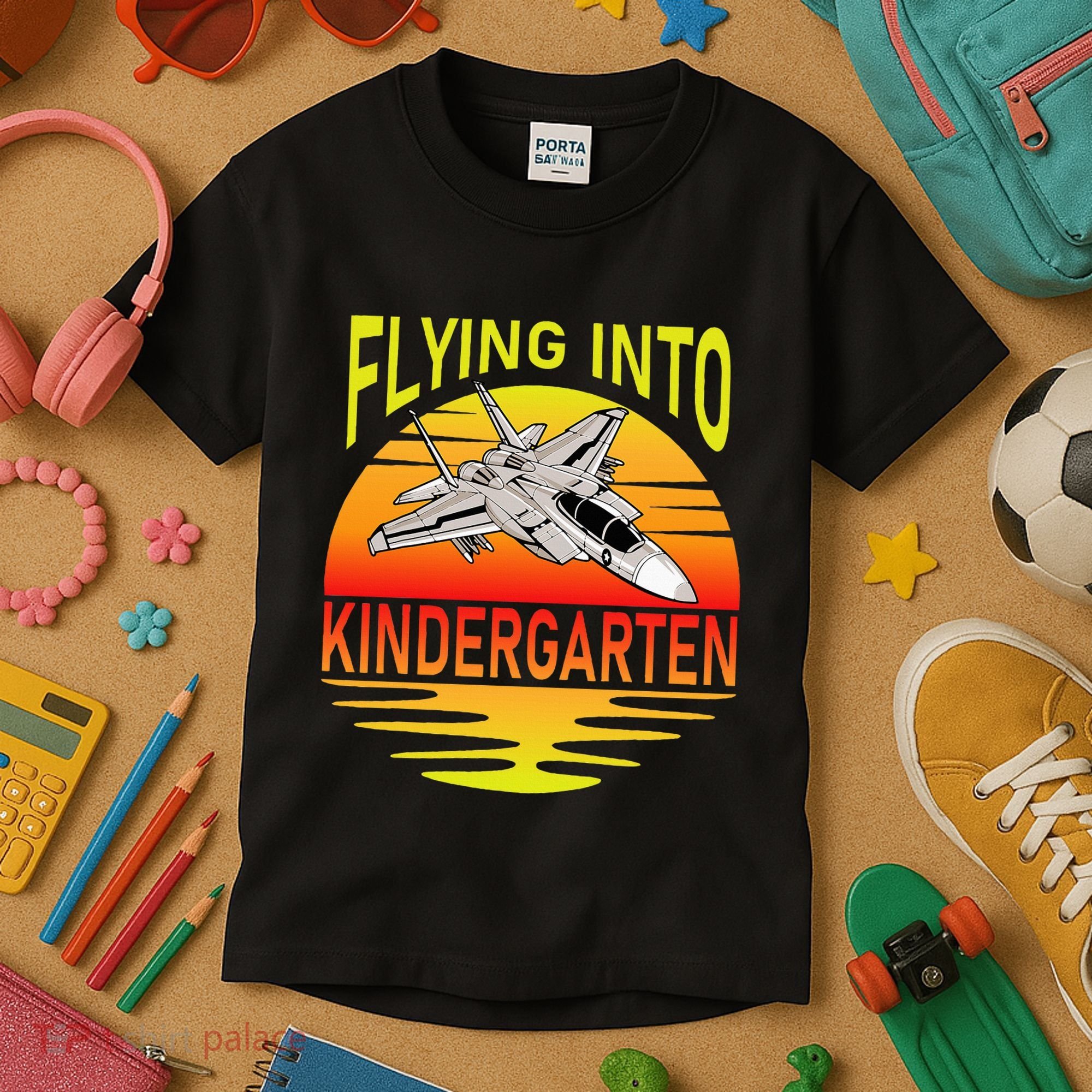 Flying Into Kindergarten Airplane Teacher Back To School Kids T-Shirt
