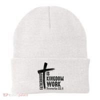 Fatherhood Is Kingdom Work Christian Dad Beanie thumb 0
