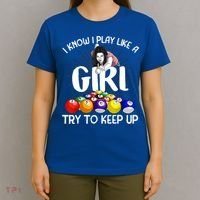 Funny I Know I Play Like A Girl Funny Gift Billiard Player Women T-Shirt thumb 4