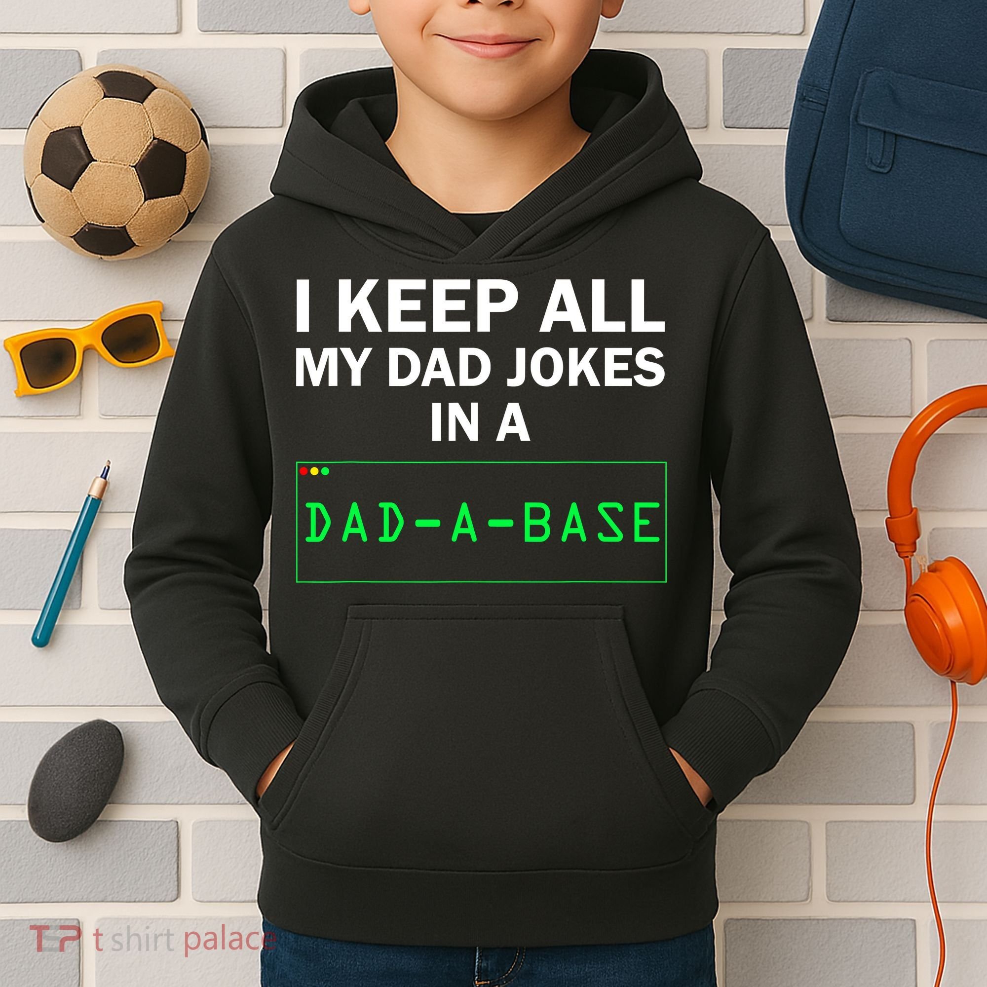 Funny I Keep All My Dad Jokes In A Dad A Base Gag Dad Joke Kids Hoodie