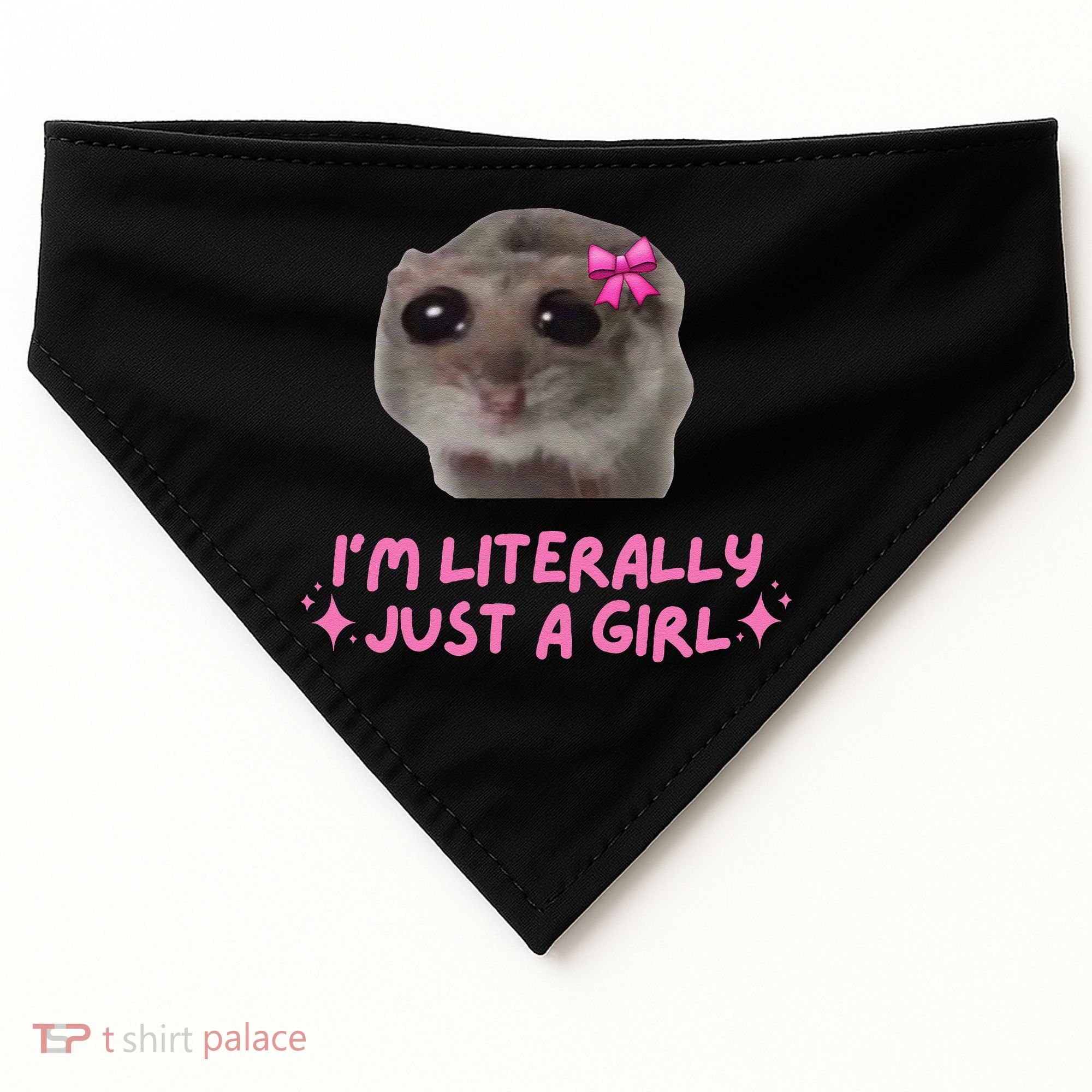 Funny IM Literally Just A Girl Sad Hamster Meme Gift USA-Made Doggie Bandana