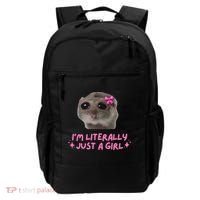 Funny IM Literally Just A Girl Sad Hamster Meme Gift Backpack thumb 0