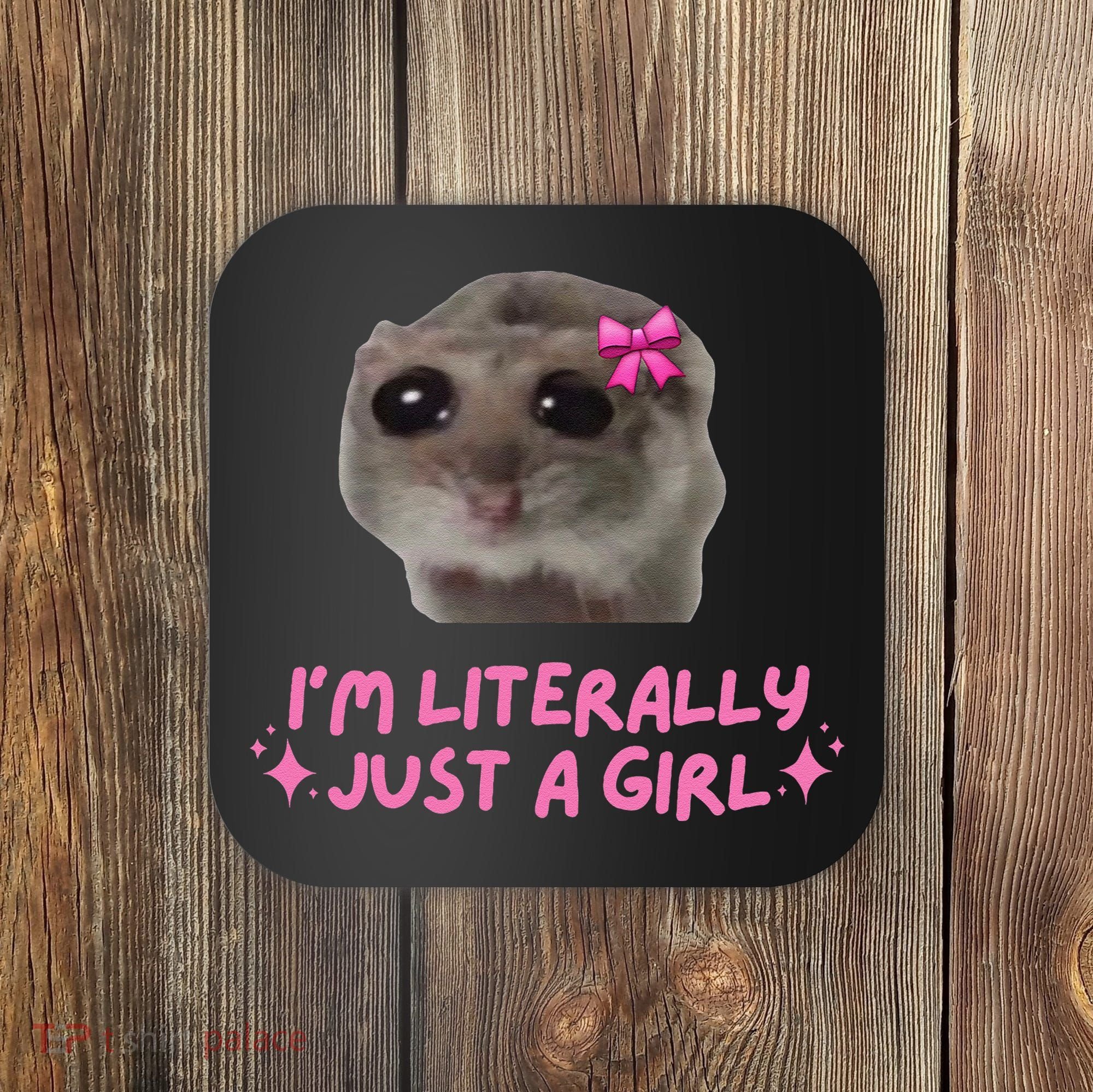 Funny IM Literally Just A Girl Sad Hamster Meme Gift Coaster