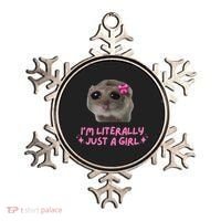 Funny IM Literally Just A Girl Sad Hamster Meme Gift Ornament thumb 0