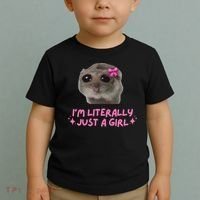 Funny IM Literally Just A Girl Sad Hamster Meme Gift Toddler T-Shirt thumb 2