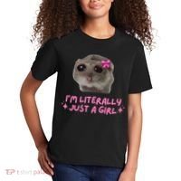 Funny IM Literally Just A Girl Sad Hamster Meme Gift Kids T-Shirt thumb 2