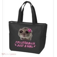 Funny IM Literally Just A Girl Sad Hamster Meme Gift Tote Bag thumb 3